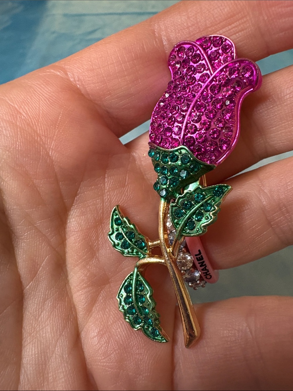 Pink Crystal Rose Brooch Pin - Brand